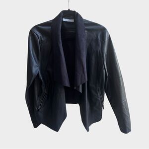 Bagatelle Black Faux Leather & Suede Draped Jacket, Large